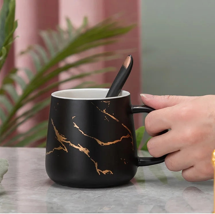 Luxury Marble Pattern Cup Phnom Penh Mug Gift Box Set Coffee Mug Couple Ceramic Souvenir Wedding Bridal Lover's Gifts