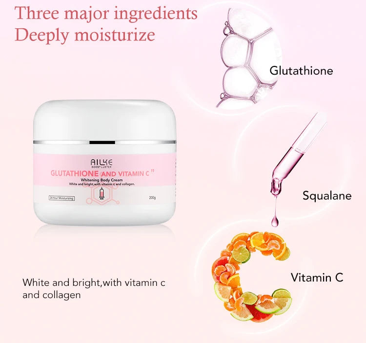 AILKE Skin Whitening Set, With Glutathion, Vitamin C, Shea Butter, Remove Dark Spots, Melanin, Pigmentation, Freckles, Stains