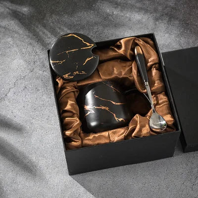 Luxury Marble Pattern Cup Phnom Penh Mug Gift Box Set Coffee Mug Couple Ceramic Souvenir Wedding Bridal Lover's Gifts