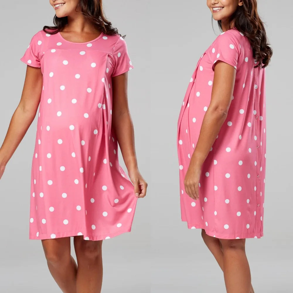 Maternity Pajamas Breastfeeding Nightgowns sexy Short Sleeve Sleepwear Nightie Mothers Nightwear Pregnant Nursing pajamas dress