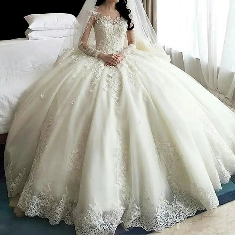 Dubai crystal flowers wedding dress