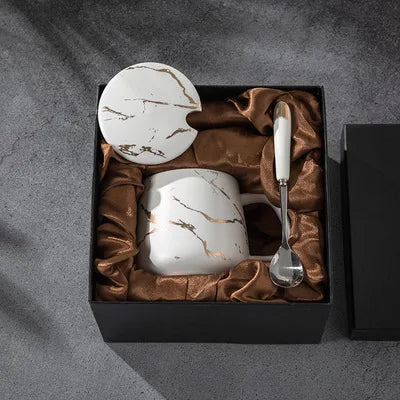 Luxury Marble Pattern Cup Phnom Penh Mug Gift Box Set Coffee Mug Couple Ceramic Souvenir Wedding Bridal Lover's Gifts