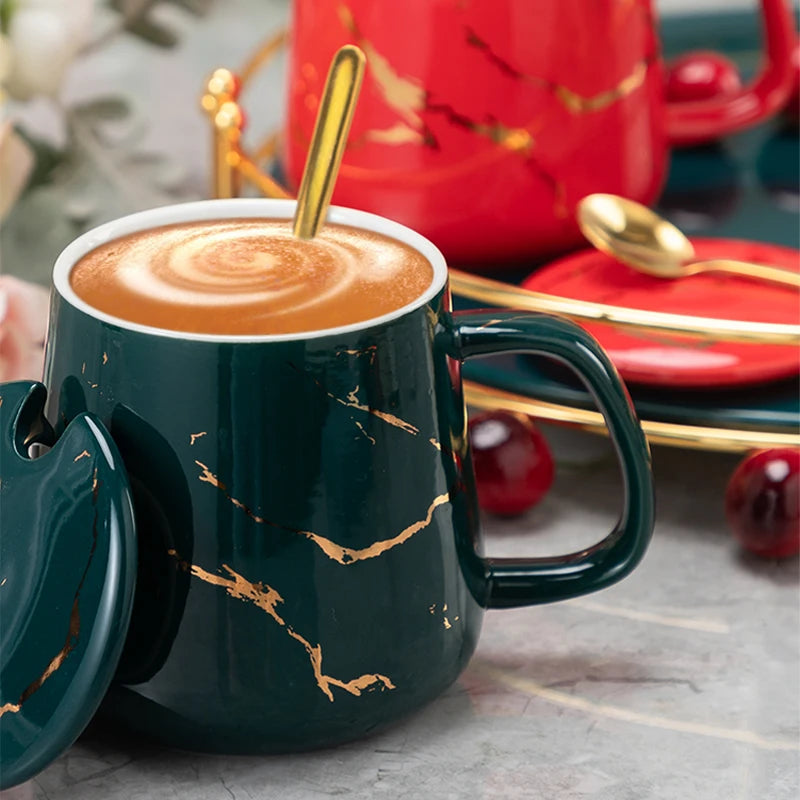 Luxury Marble Pattern Cup Phnom Penh Mug Gift Box Set Coffee Mug Couple Ceramic Souvenir Wedding Bridal Lover's Gifts