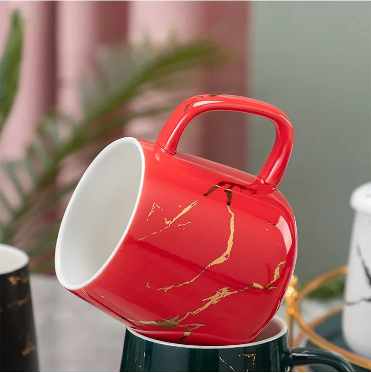 Luxury Marble Pattern Cup Phnom Penh Mug Gift Box Set Coffee Mug Couple Ceramic Souvenir Wedding Bridal Lover's Gifts