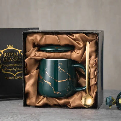 Luxury Marble Pattern Cup Phnom Penh Mug Gift Box Set Coffee Mug Couple Ceramic Souvenir Wedding Bridal Lover's Gifts