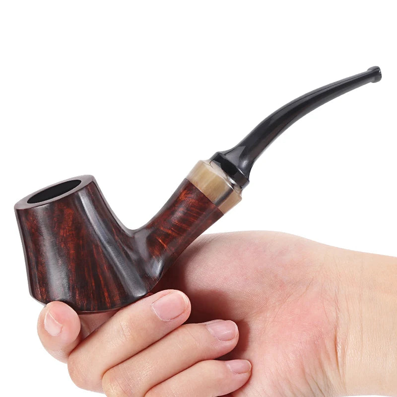 New Luxury Portable Briar Wood Smoking Pipe with Gift Box Wooden Tobacco Pipe Smoking Accessories