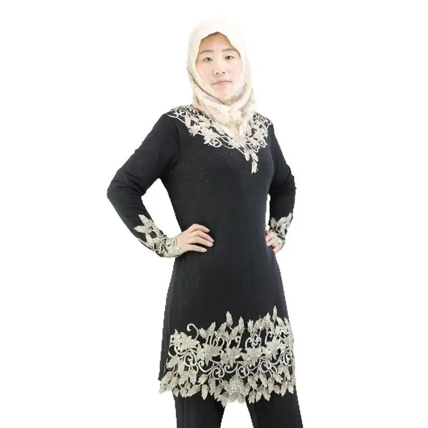 2022 New Muslim New Long Sleeve Women's Elastic Muslim Women's Fall Wear Crystal Cotton Embroidered Islamic Women's Clothes