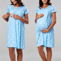 Maternity Pajamas Nightgown Breastfeeding Dress Premama Nursing Pyjamas Pregnant Women Short Sleeve Sleepwear Home Loungewear