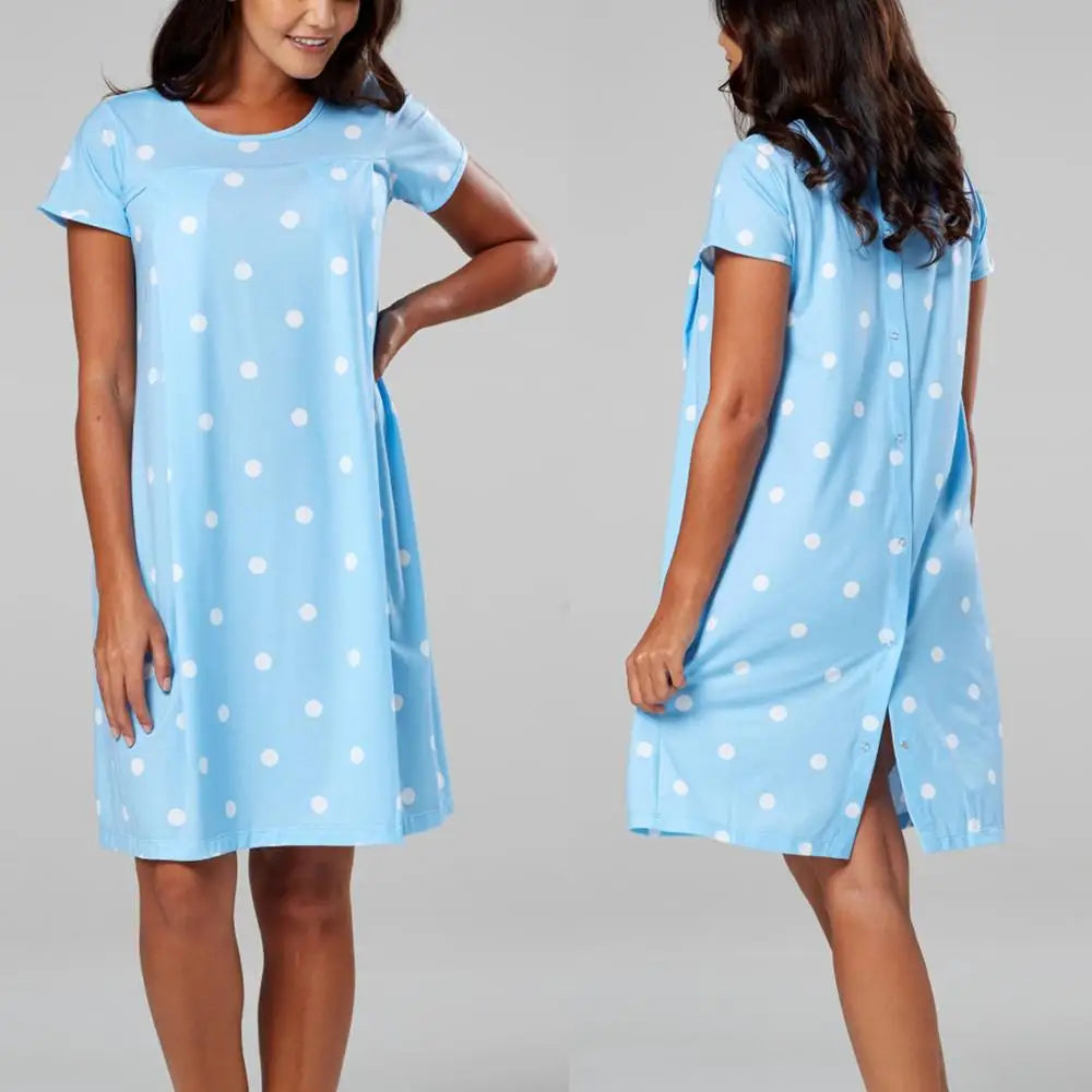 Maternity Pajamas Breastfeeding Nightgowns sexy Short Sleeve Sleepwear Nightie Mothers Nightwear Pregnant Nursing pajamas dress