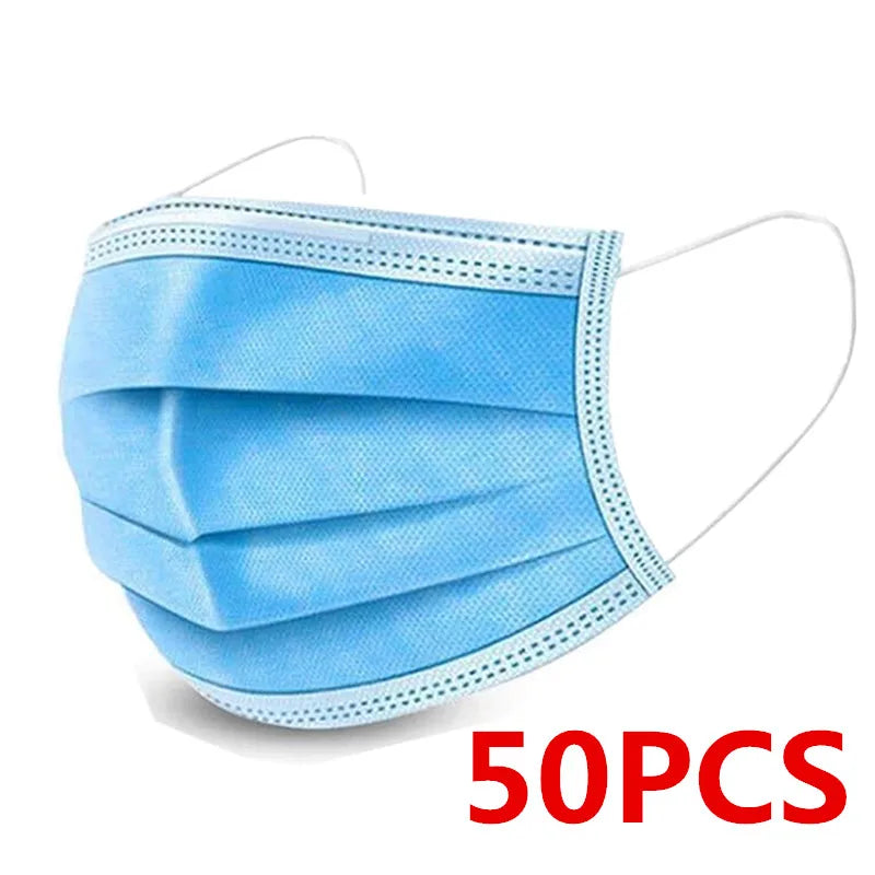 10-600pcs Disposable Blue Filter Face mask Adults security protection mask Non-wove Protective masks 3 Layer Ply mascarilla