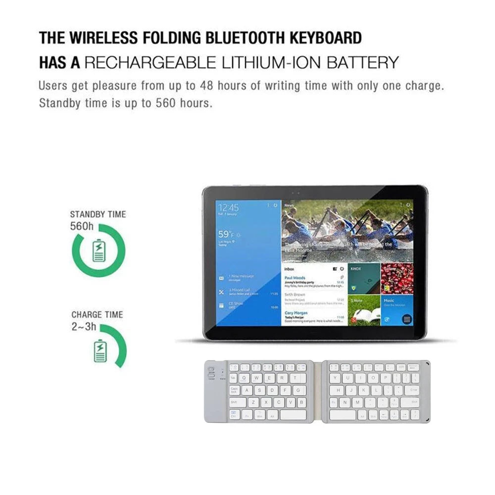 Wireless Keyboard Foldable Wireless  Keyboard for Pad Io.s Android Portable Folding Keyboard for Tablet