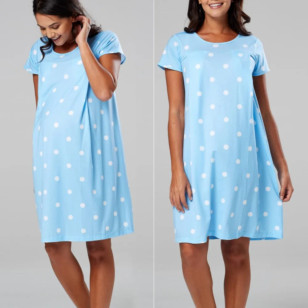 Maternity Pajamas Breastfeeding Nightgowns sexy Short Sleeve Sleepwear Nightie Mothers Nightwear Pregnant Nursing pajamas dress