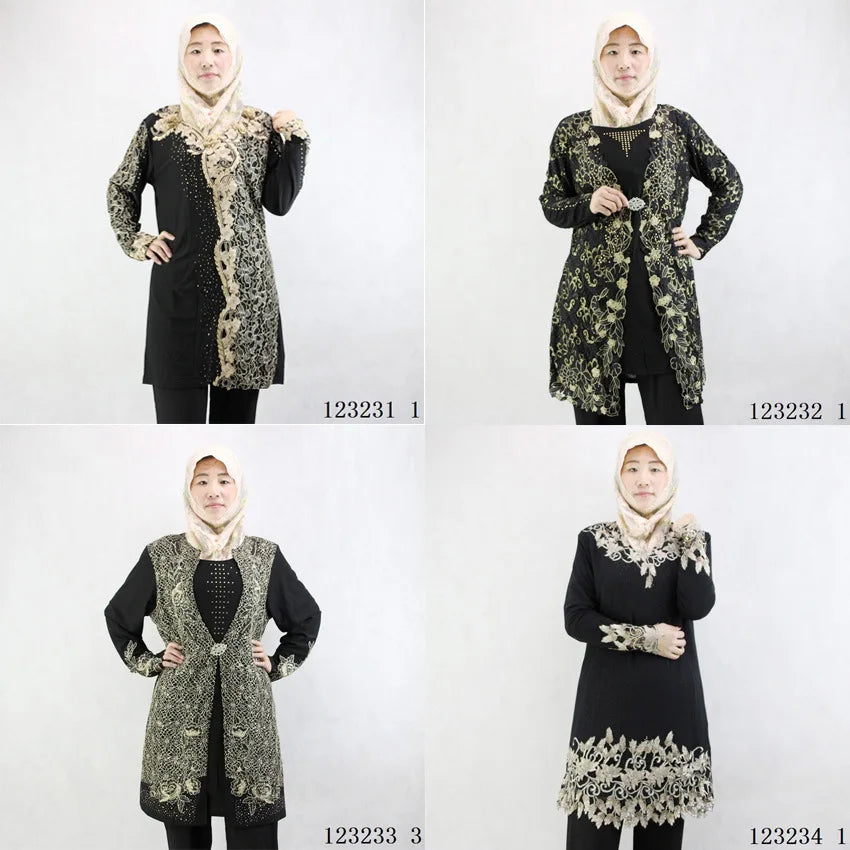 2022 New Muslim New Long Sleeve Women's Elastic Muslim Women's Fall Wear Crystal Cotton Embroidered Islamic Women's Clothes