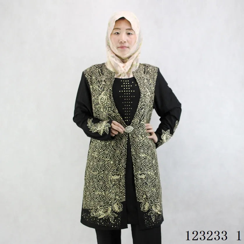 2022 New Muslim New Long Sleeve Women's Elastic Muslim Women's Fall Wear Crystal Cotton Embroidered Islamic Women's Clothes