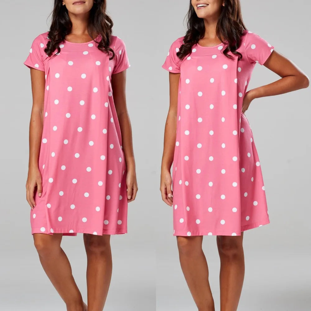 Maternity Pajamas Breastfeeding Nightgowns sexy Short Sleeve Sleepwear Nightie Mothers Nightwear Pregnant Nursing pajamas dress