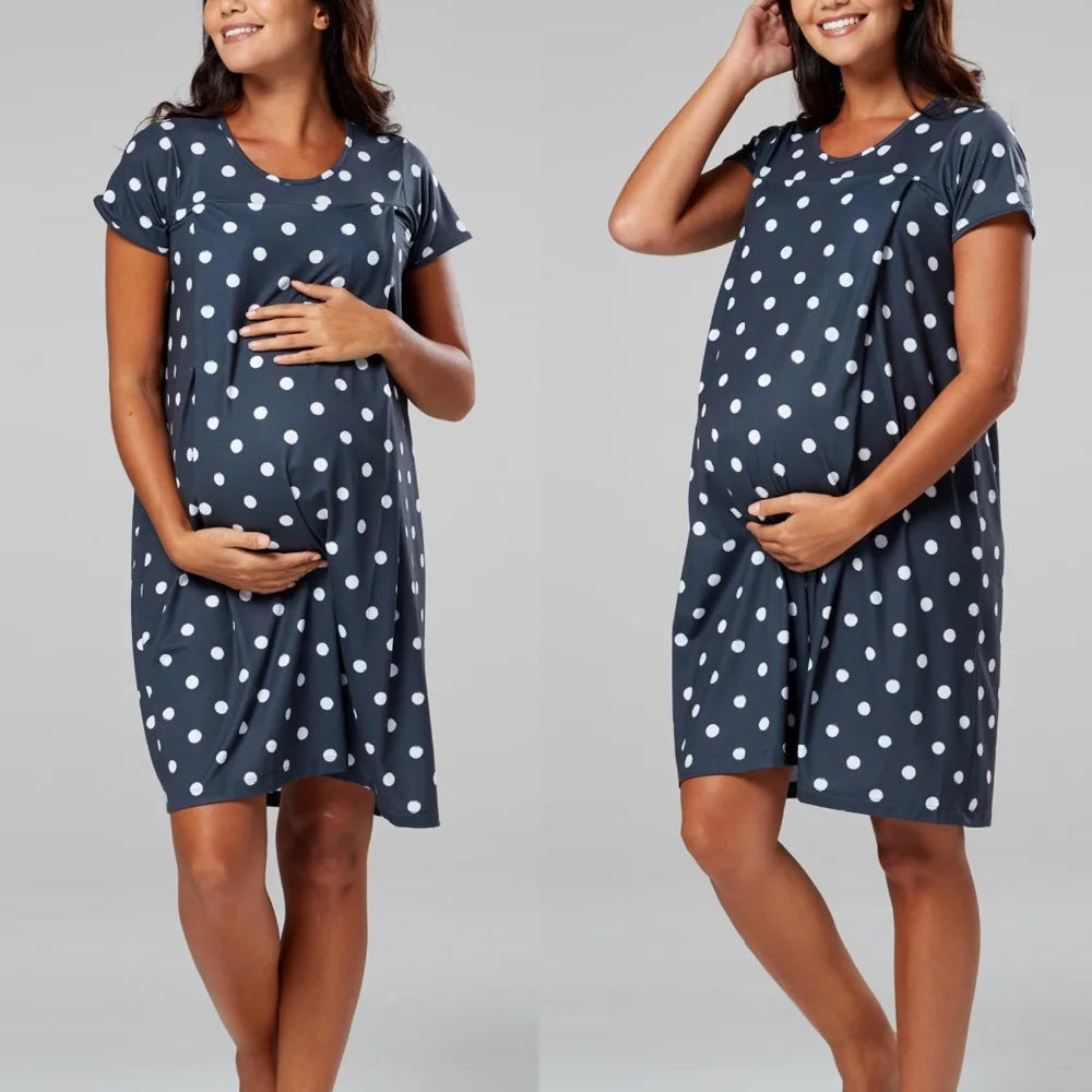 Maternity Pajamas Breastfeeding Nightgowns sexy Short Sleeve Sleepwear Nightie Mothers Nightwear Pregnant Nursing pajamas dress