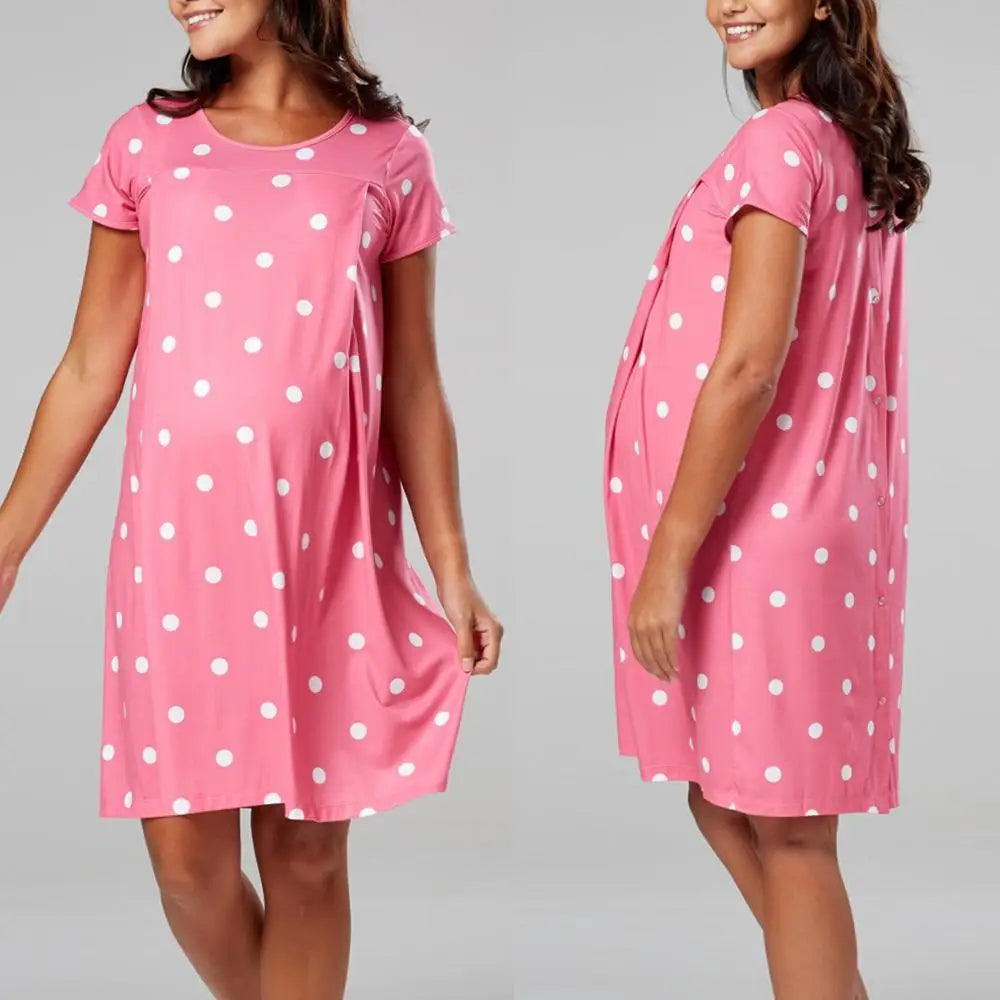 Maternity Pajamas Breastfeeding Nightgowns sexy Short Sleeve Sleepwear Nightie Mothers Nightwear Pregnant Nursing pajamas dress