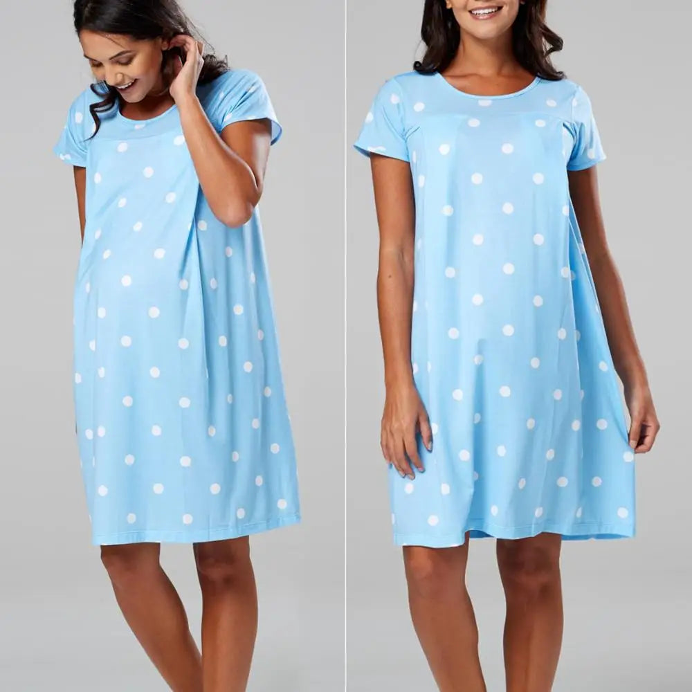 Maternity Pajamas Breastfeeding Nightgowns sexy Short Sleeve Sleepwear Nightie Mothers Nightwear Pregnant Nursing pajamas dress