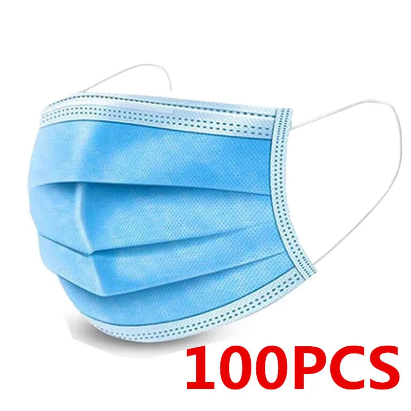 10-600pcs Disposable Blue Filter Face mask Adults security protection mask Non-wove Protective masks 3 Layer Ply mascarilla