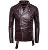 OEM ODM Wholesale Fashion Winter Men Faux Leather Solid Color Slim Fit Jacket Coat
