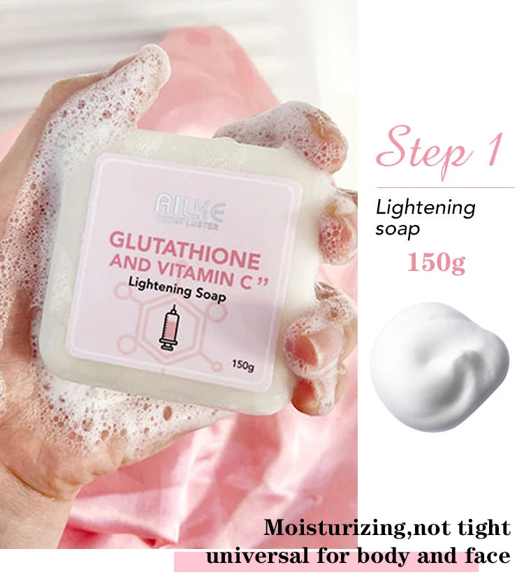 AILKE Skin Whitening Set, With Glutathion, Vitamin C, Shea Butter, Remove Dark Spots, Melanin, Pigmentation, Freckles, Stains