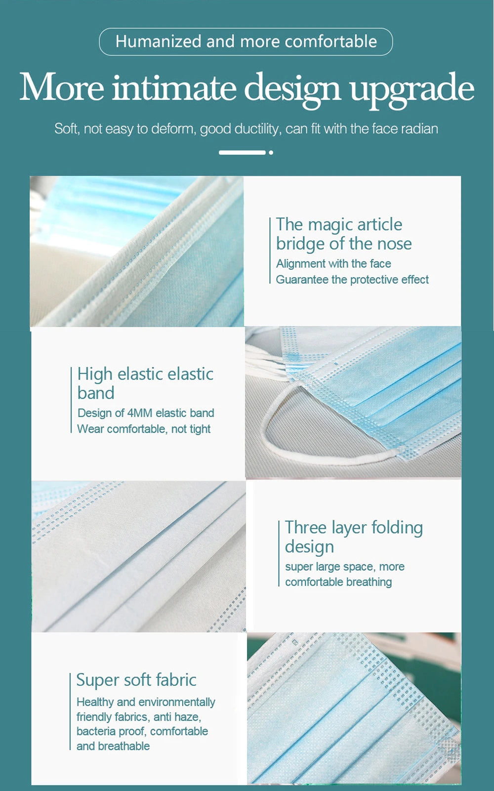 10-600pcs Disposable Blue Filter Face mask Adults security protection mask Non-wove Protective masks 3 Layer Ply mascarilla