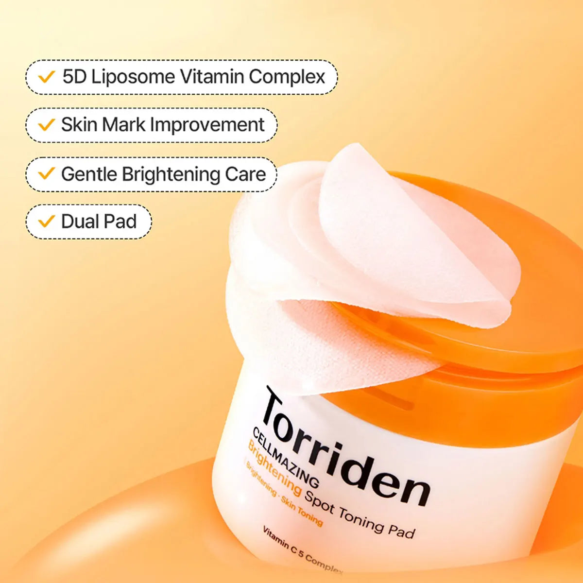 Torriden Cellmazing Brightening Spot Toning Pads (70 Pads),Fades Spots & Dullness,Vitamin C Brightening,K-Beauty,Korean Makeup