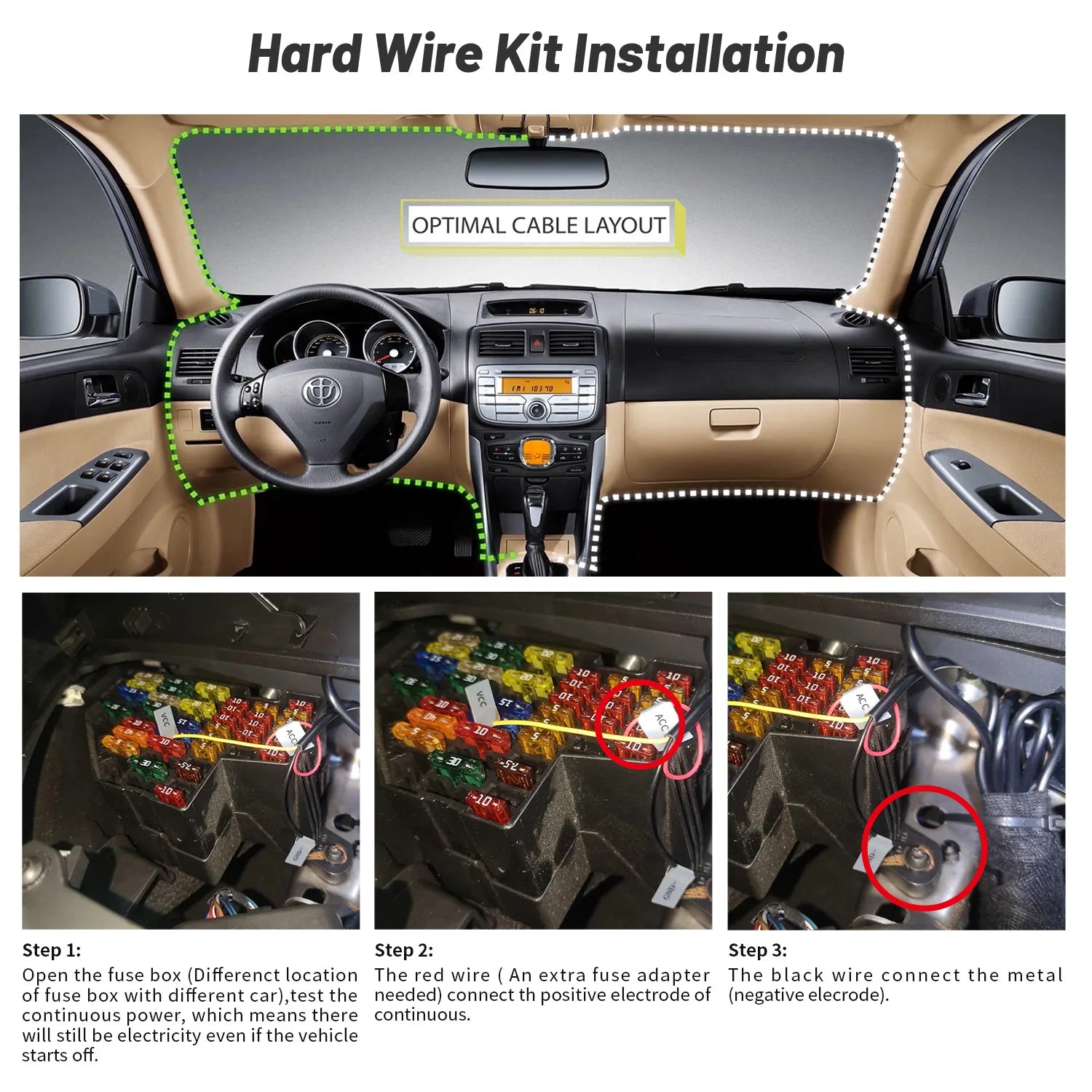 DDPAI Dashcam Hardwire Kit for 24H Parking Monitor Compatible with N1/N3 Pro/N5/Z40/Z50