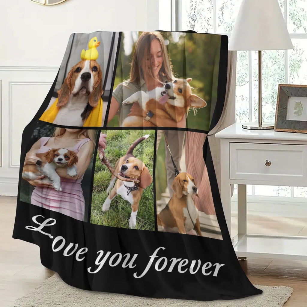 1Pc Customized Five Palace Customized Photo Frame Forever Love Theme Personalized Blanket Witness Love Gift for Love - Photo Hd Printing to Flannel Blanket, Soft and Warm for Sofa, Bed, Office, Car and Outdoor Travel - All Se