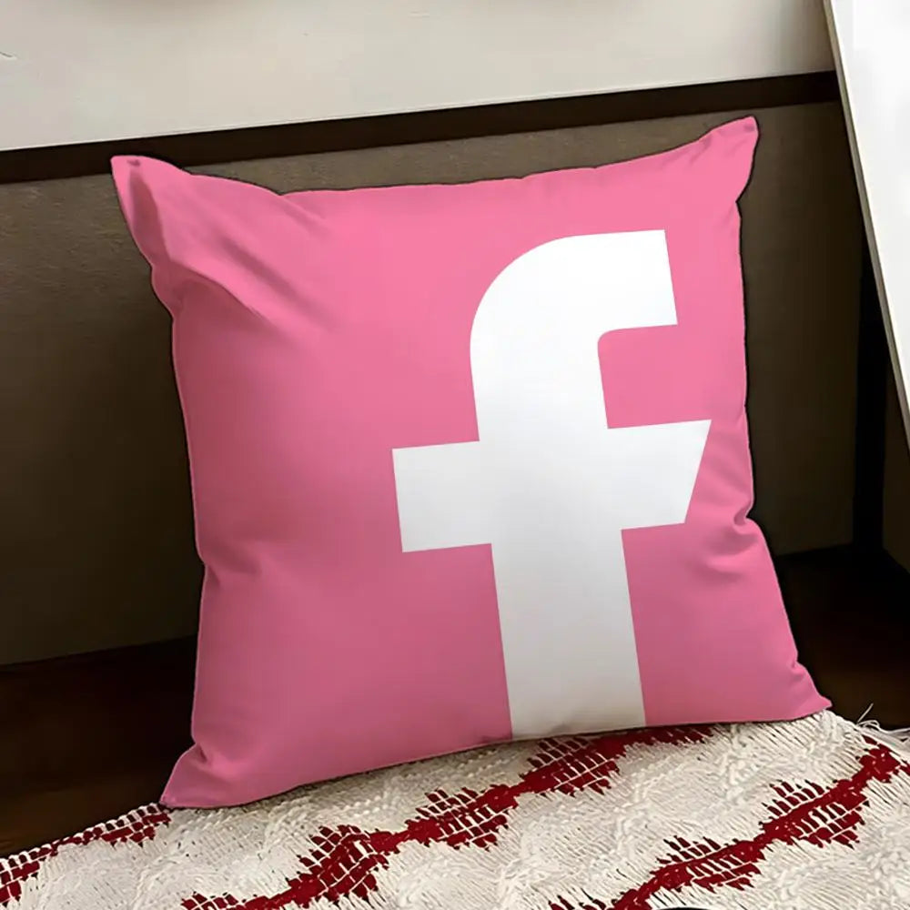 F-facebook-K Cushion Cover Reversible Soft Durable Pillow Cover Home & Car Multi-Scene Use for Daily Comfort