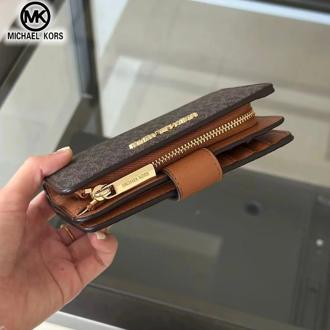 2026 New Michael Kors Women's Fashion Luxury Men's and Women's MK Leisure High end Wallet Card Bag Folding Versatile Zero Wallet