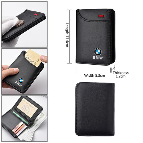 Leather Men Wallet Gift Coin ID Cash Credit Card Holder Purses For BMW X3 X5 M5 M3 E46 E90 E60 F10 E39 F30 E36 G30 E87 E30 G20