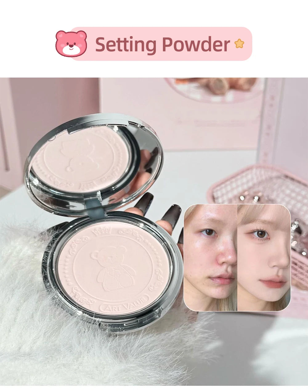 ART VALUE 7PC Makeup Sets Include 3 Colors Lip Mud,1 Pressed Powder,1 Blush,1 Eyeshadow Palette,1 Necklace Beauty Makeup Sets