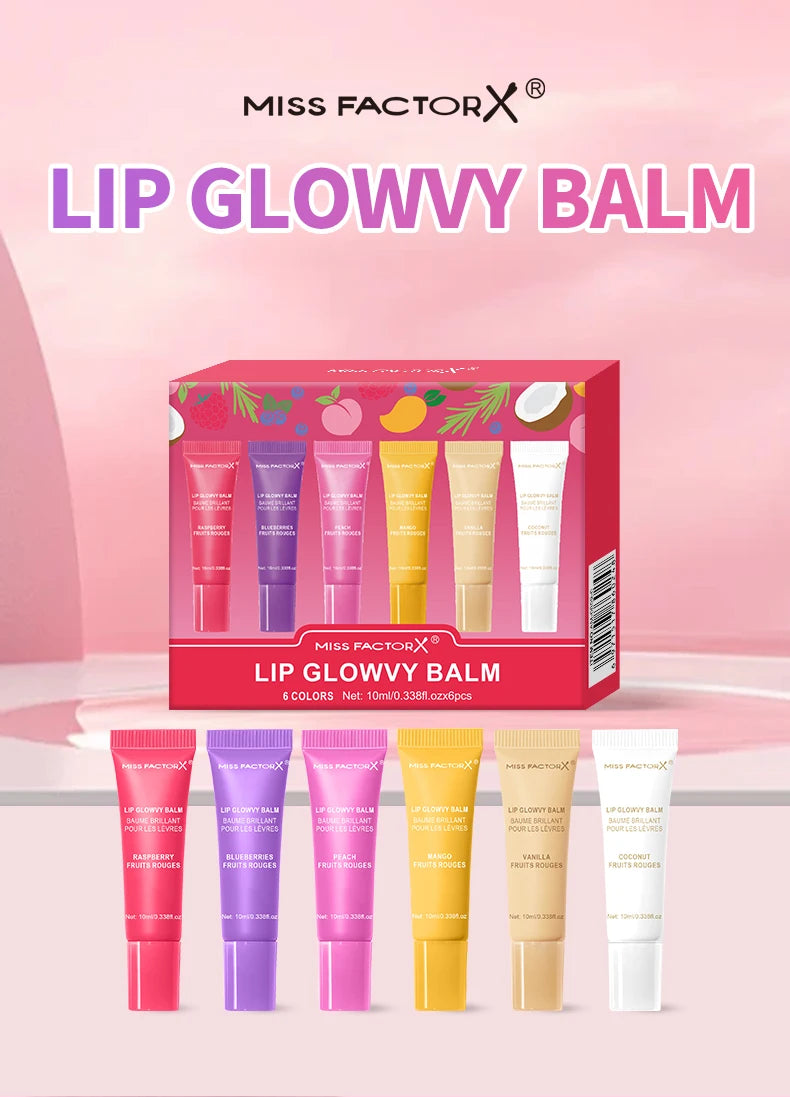 6-piece fruit flavored lip gloss set, moisturizing lip oil, glossy hydration, the best choice for women's holiday gifts
