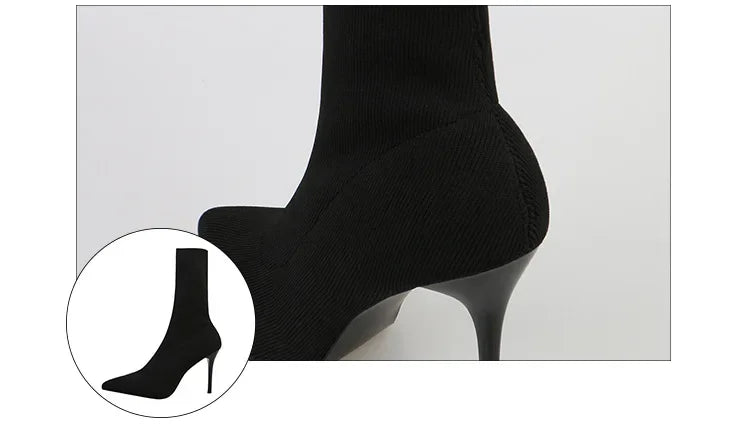 Sexy Sock Boots Knitting Stretch Boots High Heels for Women Fashion Shoes 2024 Spring Autumn Ankle Boots Female