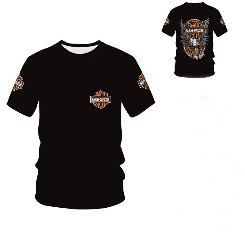 For Harley Davidson European and American Trend Street Motorcycle Tough Man Motorcycle Cotton Printed Short Sleeve High Quality