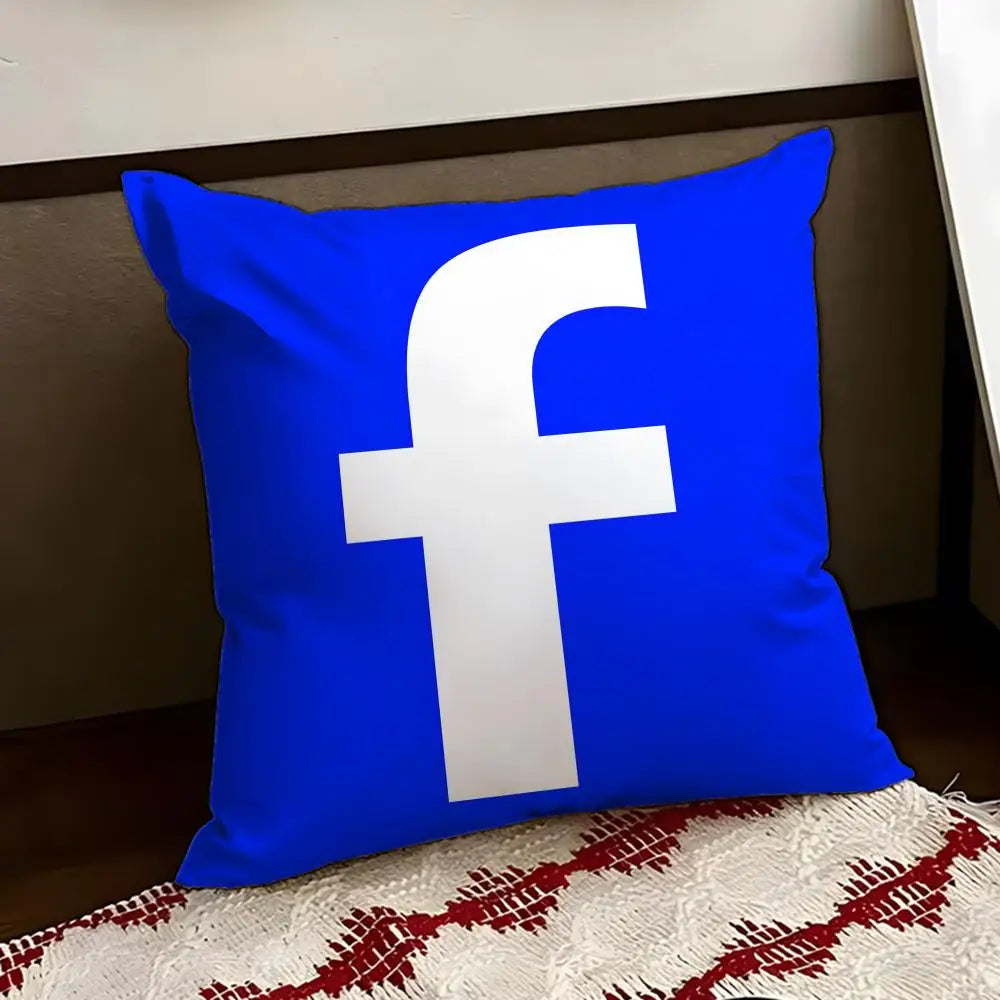 F-facebook-K Cushion Cover Reversible Soft Durable Pillow Cover Home & Car Multi-Scene Use for Daily Comfort
