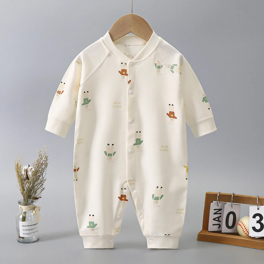 Baby Autumn Clothes Long Sleeved Spring and Autumn Jumpsuit, Pure Cotton Baby Climbing Clothes Boneless Single Breasted Hoodie