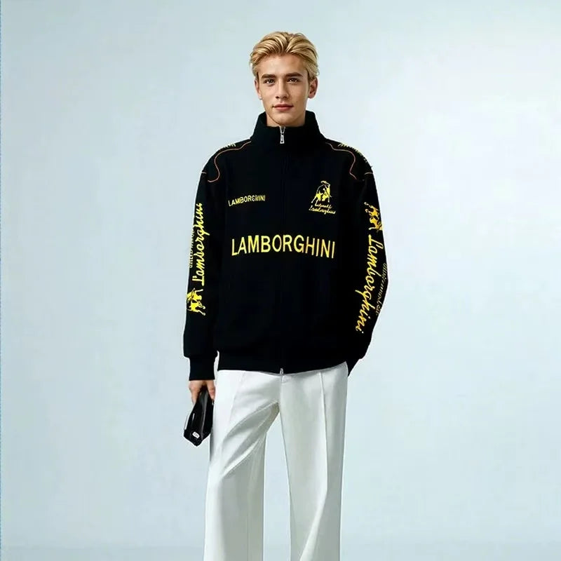 High-Quality F1 Racing Embroidered Jacket Locomotive Riding Jacket Couple Coat For Lamborghini Urus Huracan Men's Sportswear