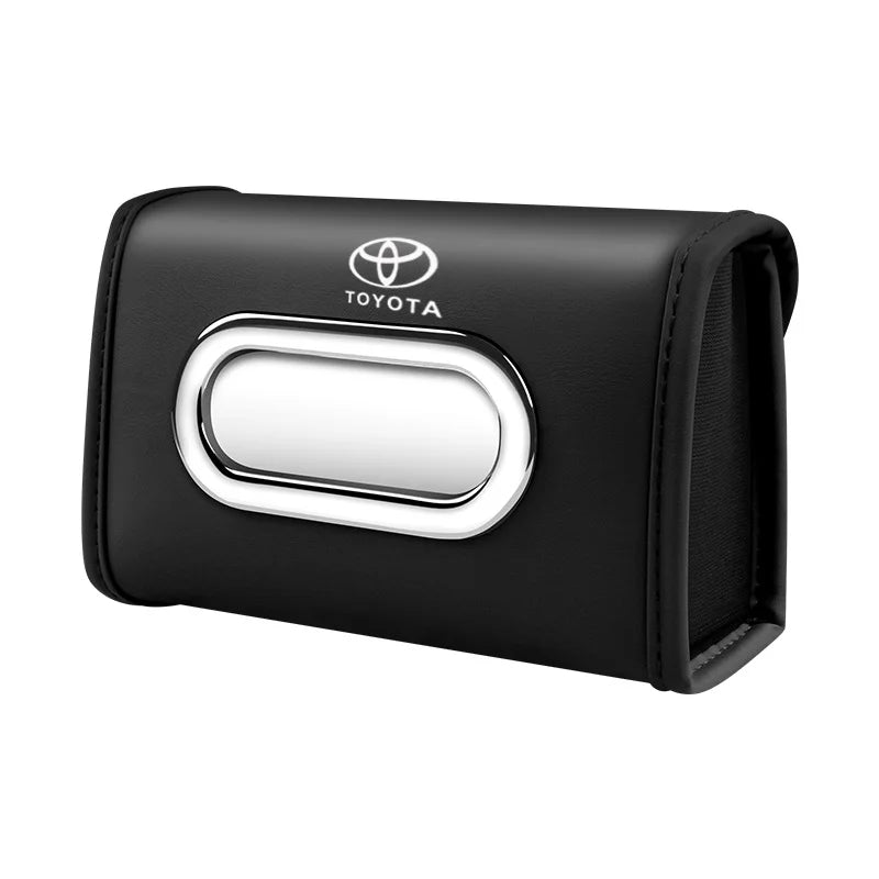 Toyota car tissue box holder flip-top design hanging car seat back tissue box PU leather high quality