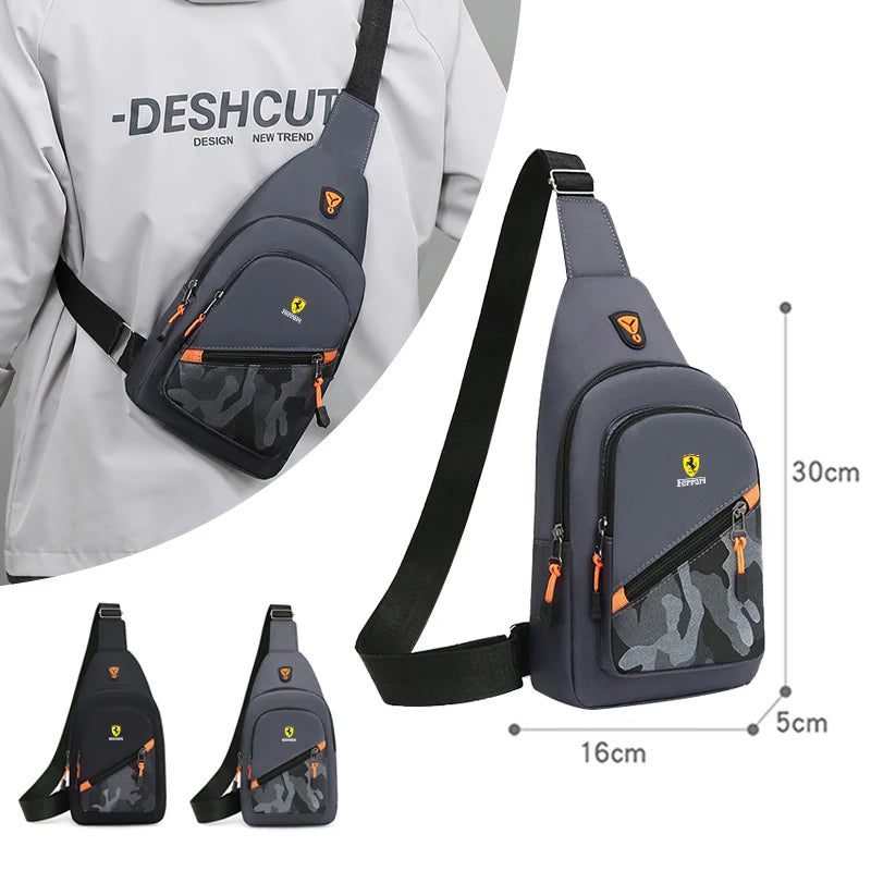 Casual Men Crossbody Shoulder Bag Chest Bag Outdoor Travel Sports For Ferrari Roma F80 296 GTB GTS SF90 Stradale Spider Spyde