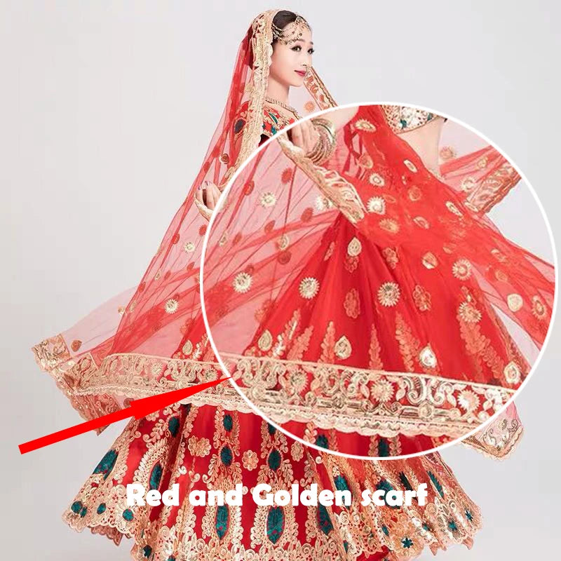 Indian Saree Scarf For Women Adult Female Belly Dance Stage Performance Elegant Accessories Multicolor Embroidered Scarf DQL6631