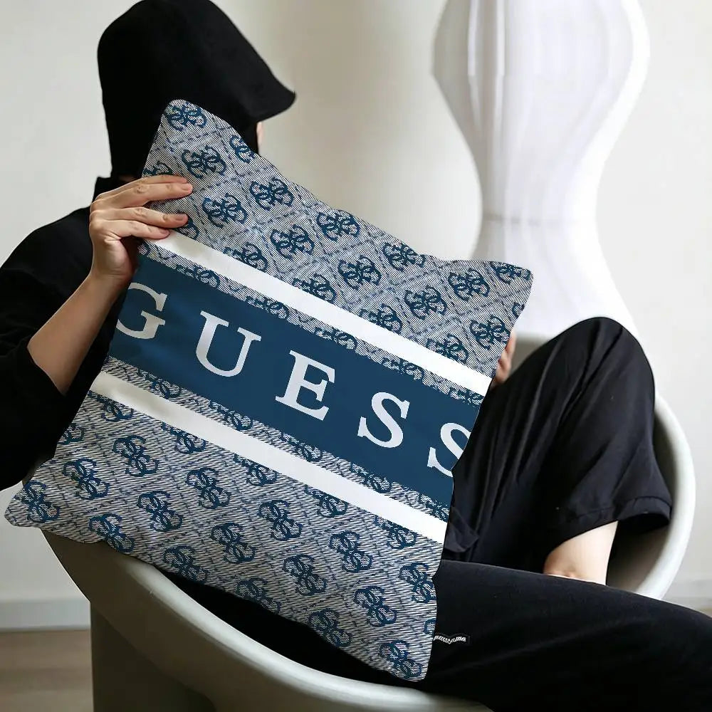 Fashion G_GuessS Logo Printed Pillow Gift Home Office Decoration Pillow Bedroom Sofa Car Cushion CoverPillow Case