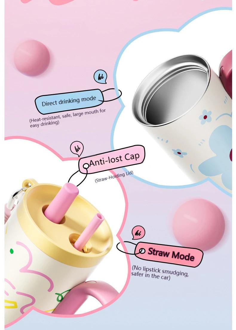 COOKER KING Spot Goods Vacuum Cup Thermal Mug Straw Insulated Ice Cup Car Thermal Mug with Handle Stylish Insulated Coffee Cup