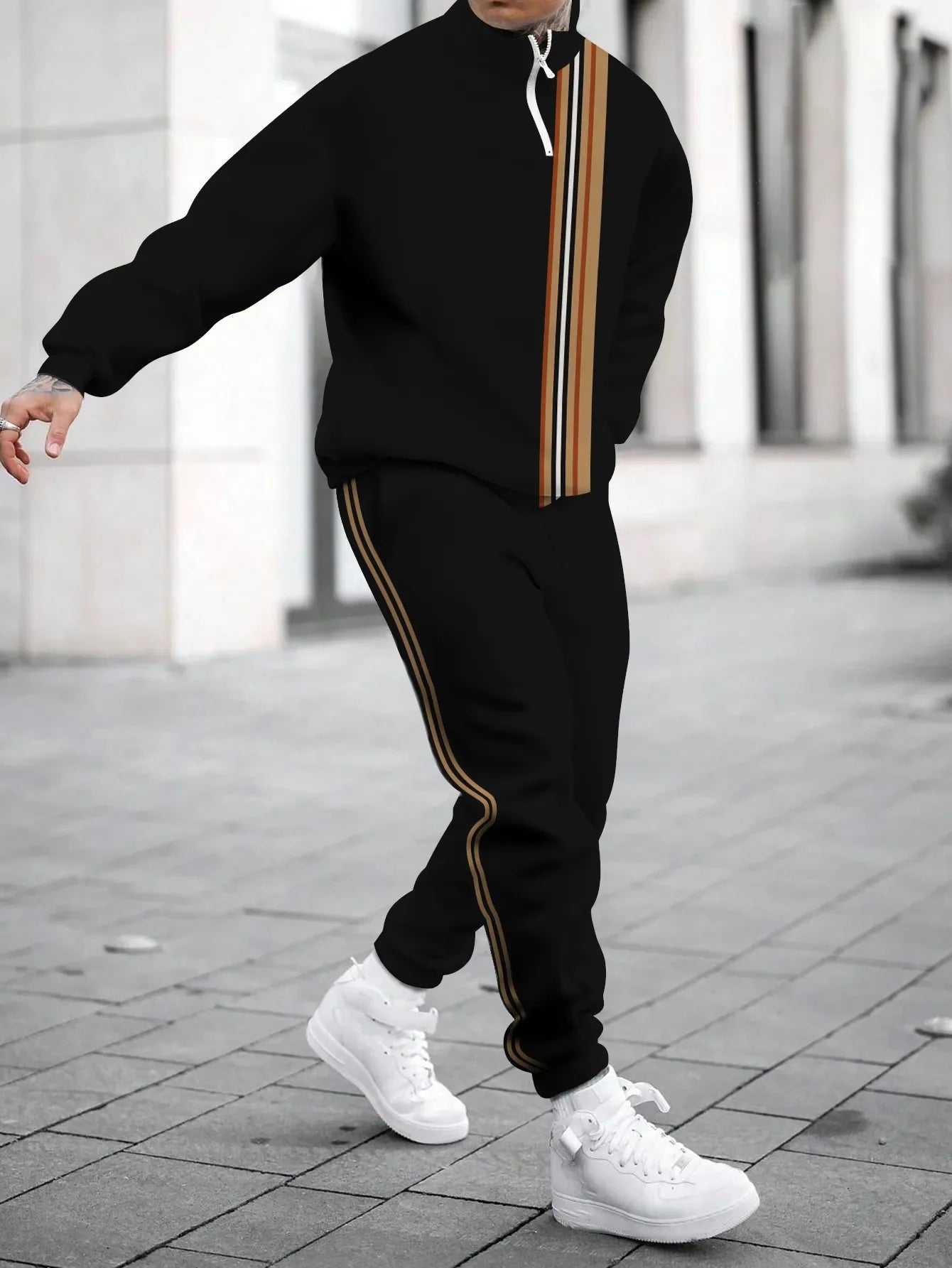 Men's Hoodie Sweatshirt 3D Print Casual Sportswear Long Sleeve Loose Fit Spring Autumn Set with Pants Polyester Fabric