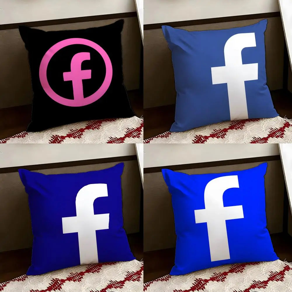 F-facebook-K Cushion Cover Reversible Soft Durable Pillow Cover Home & Car Multi-Scene Use for Daily Comfort