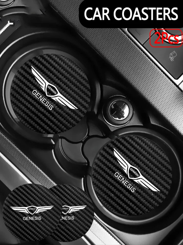 2PCS Car Cup Slot Non-Slip Mat Auto Accessories For Genesis G80 GV70 GV80 GV60 G70 Essentia Neolun G90 GV90 X