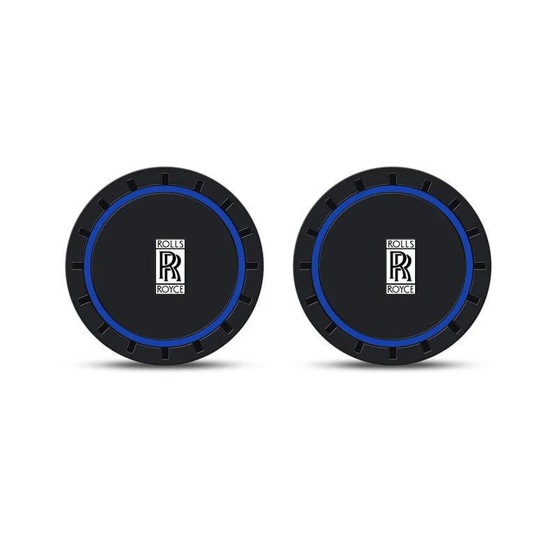 2PC Leather Interior Car Anti Slip Mat Coaster Car Water Cup Slot Accessory for Rolls-Royce Cullinan Phantom Ghost Wraith Dawn