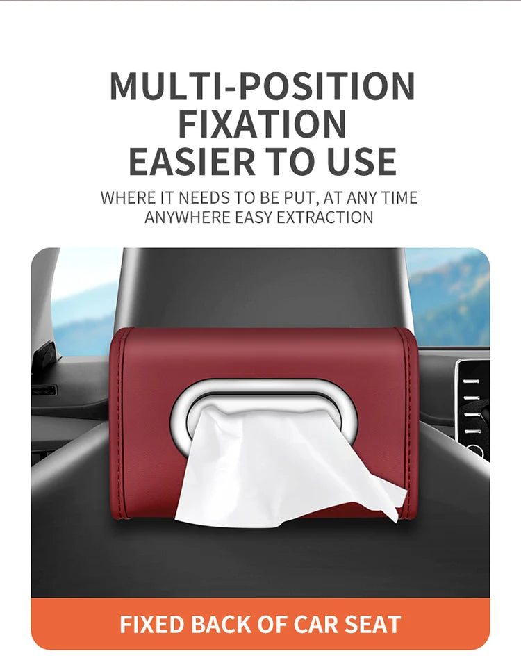 Toyota car tissue box holder flip-top design hanging car seat back tissue box PU leather high quality