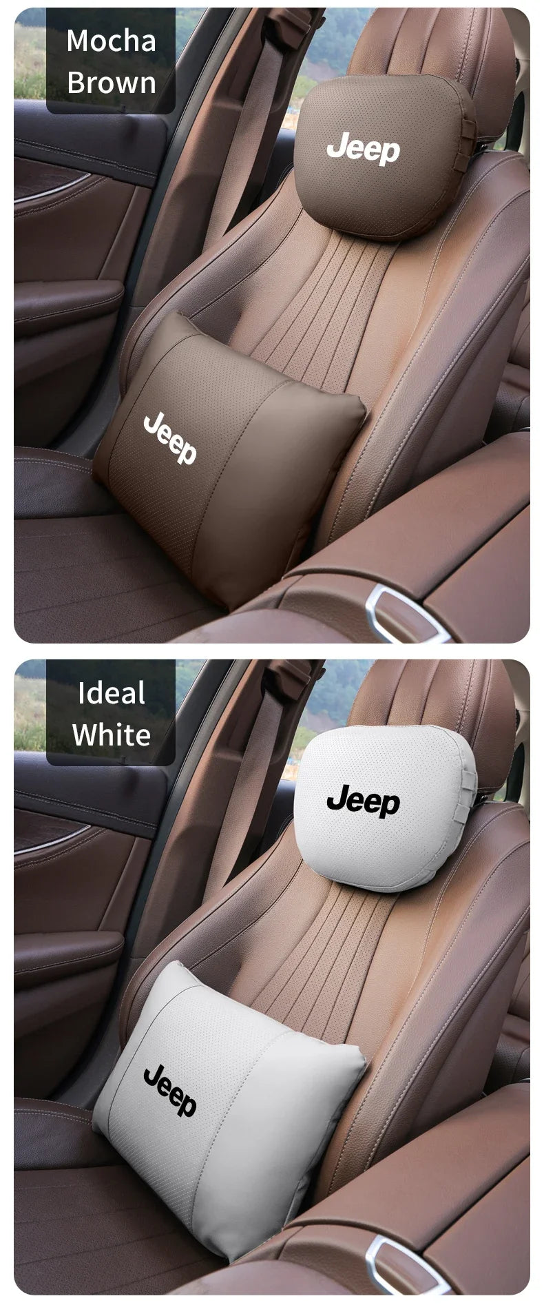 Car Suede Leather Headrest Seat Waist Cushion Pillow Jeep Patriot Commander Renegade Compass Grand Cherokee Wrangler Gladiator